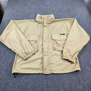 Orvis XXL Full Zip Jacket Beige Fishing Outdoor‎ Rain Coat Windbreaker Hooded